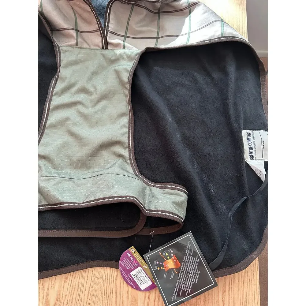 New Petrageous Fairbanks checkered dog coat Breathable WindProof Taupe black XXL
